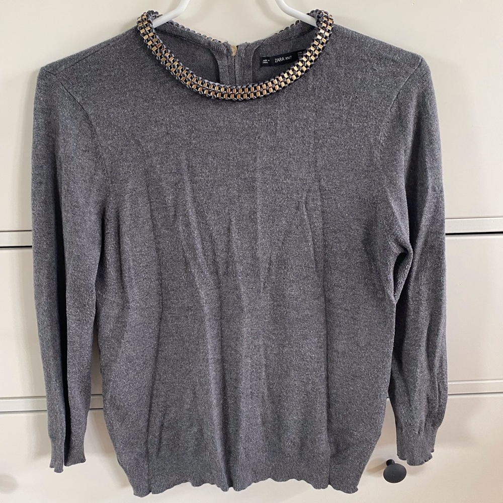 Grey Zara knit sweater size small